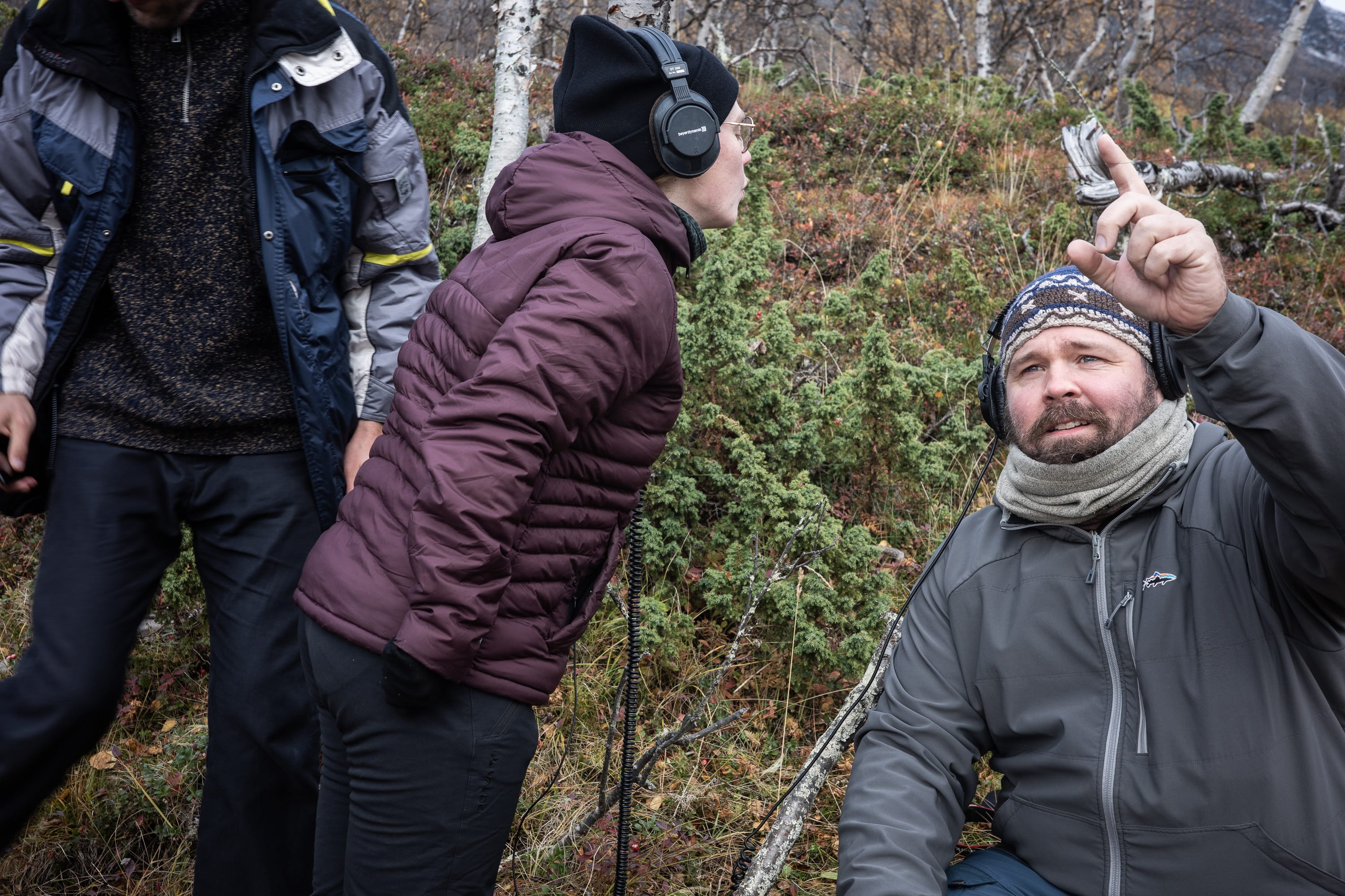 The Wait and Hear group exploring wind and vibrations near the Kilpisjärvi Biological Station in 2023.
